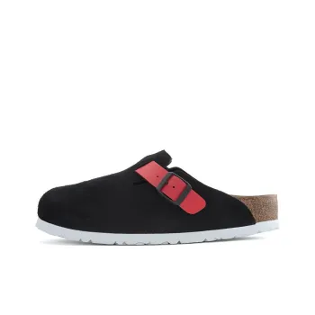 Birkenstock Boston Suede Leather/Birko Flor 'Black / Active Red' Women's