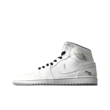 Jordan Jordan 1 Anti-Slip Wear-Resistant Mid-Top Vintage Basketball Shoes Unisex White Gray