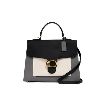 COACH Tabby Cow Leather Crossbody Bag Medium Size Women's Black Gray White Multicolor