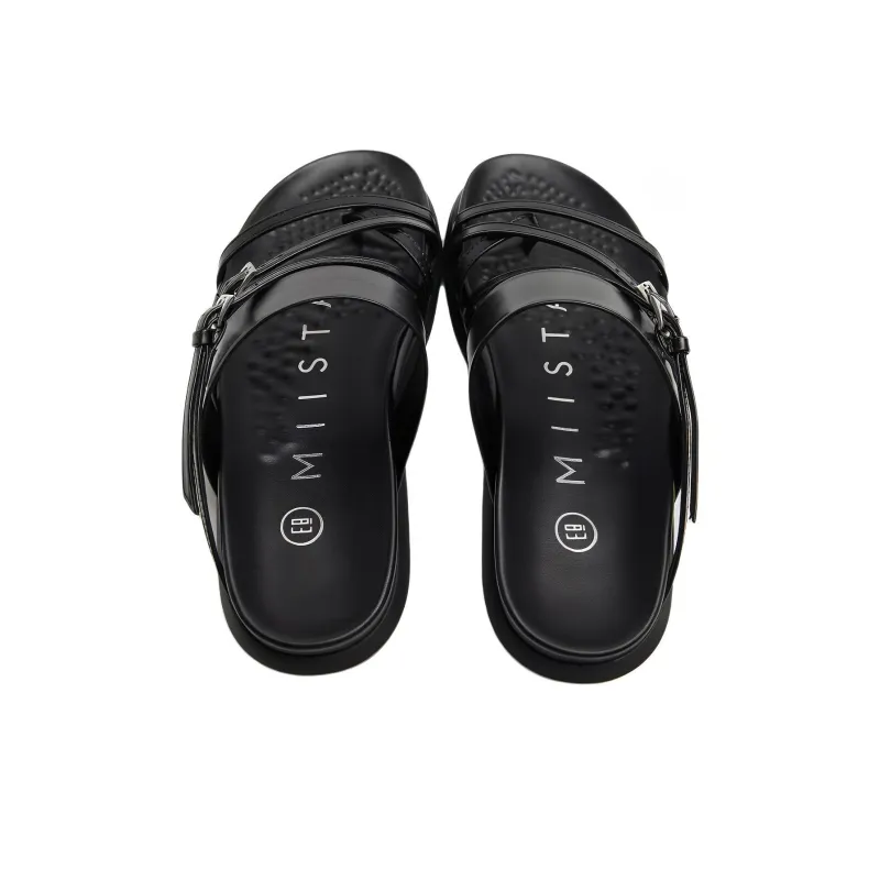 MIISTA Slide Slippers 3cm Women's Black-4
