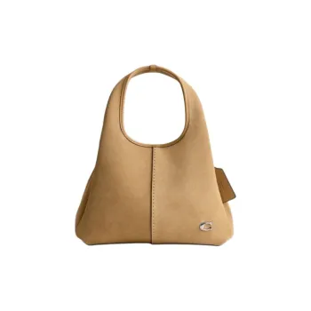 COACH Cow Leather One Shoulder Handbag Medium Size Women's Peanut