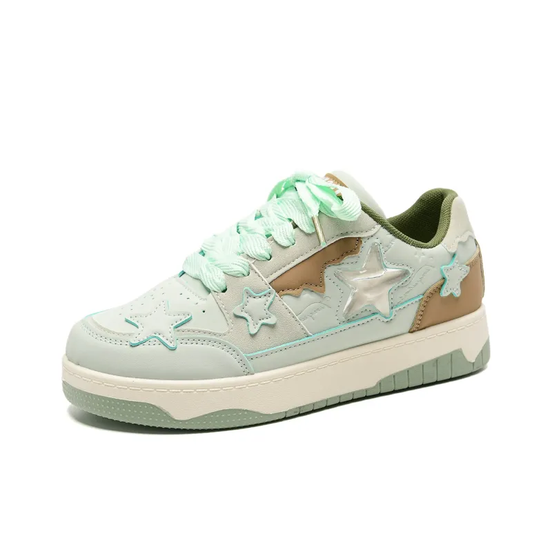 T628 Stars Puffy Shoes Slip Resistant, Abrasion Resistant, Lightweight Low Top Skateboard Shoes Unisex Box-26