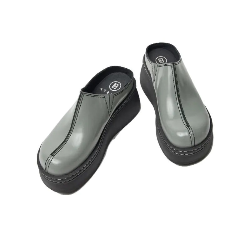 MIISTA Rubber Sole Wrap-toe Slippers Women's Gray-2