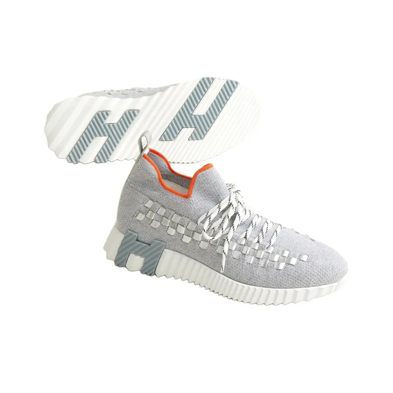 HERMES Fle Low-Top Casual Shoes Men's Gray-3
