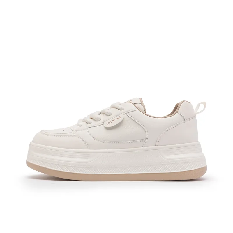 Ritai Skateboard Shoes Women's Low Top Beige-7