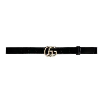 GUCCI Patent Leather Leather Belts Men's Black Width: 2CM