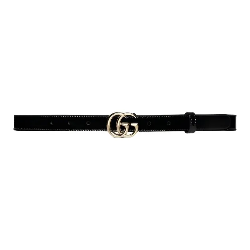 GUCCI Patent Leather Leather Belts Men's Black Width: 2CM-0
