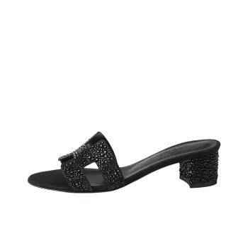 HERMES Oasis Slide Slippers 5cm Women's Black