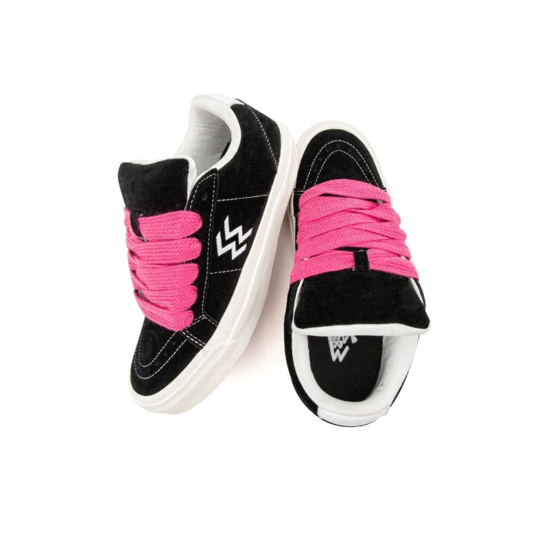 WANSWER Coverage Warm And Wear Resistant Low Top Skateboard Shoes Unisex Black Pink-4