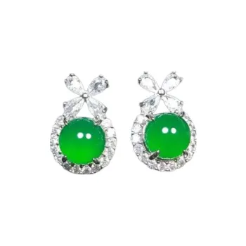 JUNWEN Chalcedony Stud Earrings Women's