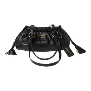 MIU MIU Nappa Leather Handbag, Shoulder Bag Women's Black