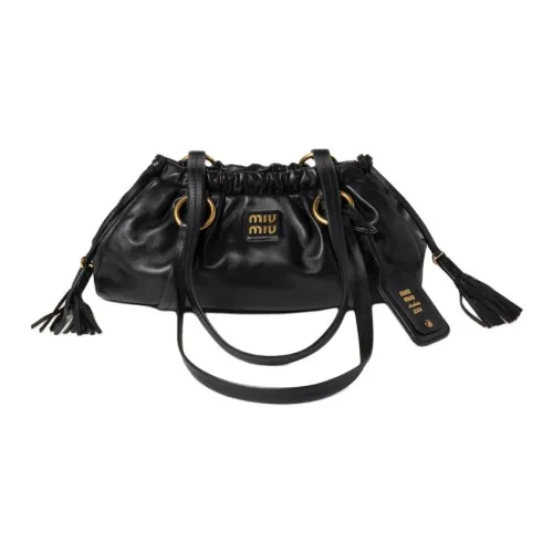 MIU Discover miu Nappa Leather Handbag, Shoulder Bag Women's Black