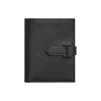HERMES Madame Calfskin Wallet Women's 89 Noir Black