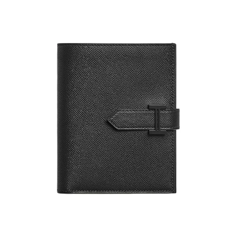 HERMES Madame Calfskin Wallet Women's 89 Noir Black-0