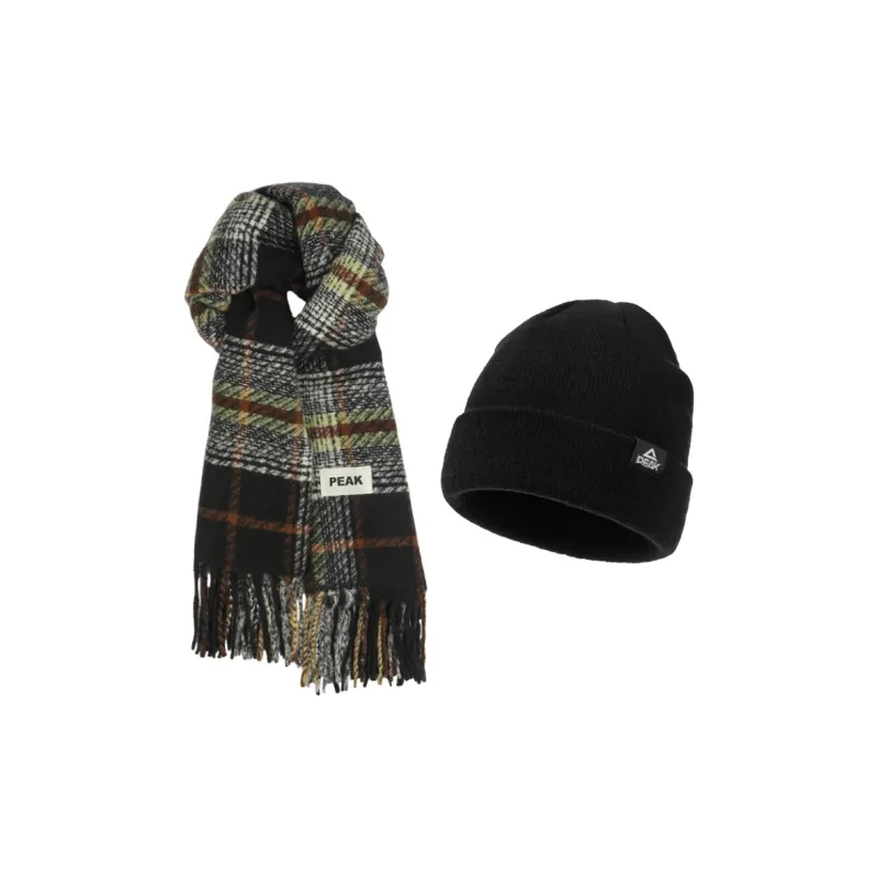 PEAK Knit Scarves Unisex Black White-3