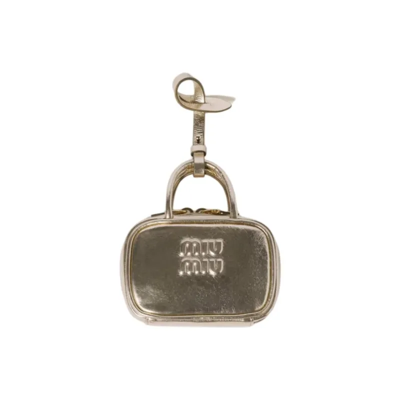 MIU MIU Beau Lambskin Bag Charm Bag Accessory Women's Yellow Iron Ore-0