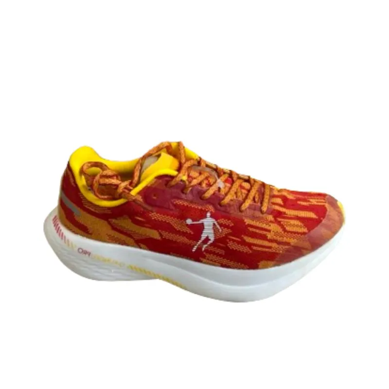 QIAODAN Cushioning Slip Resistant Low Top Marathon Running Shoes Women's Red Yellow-1