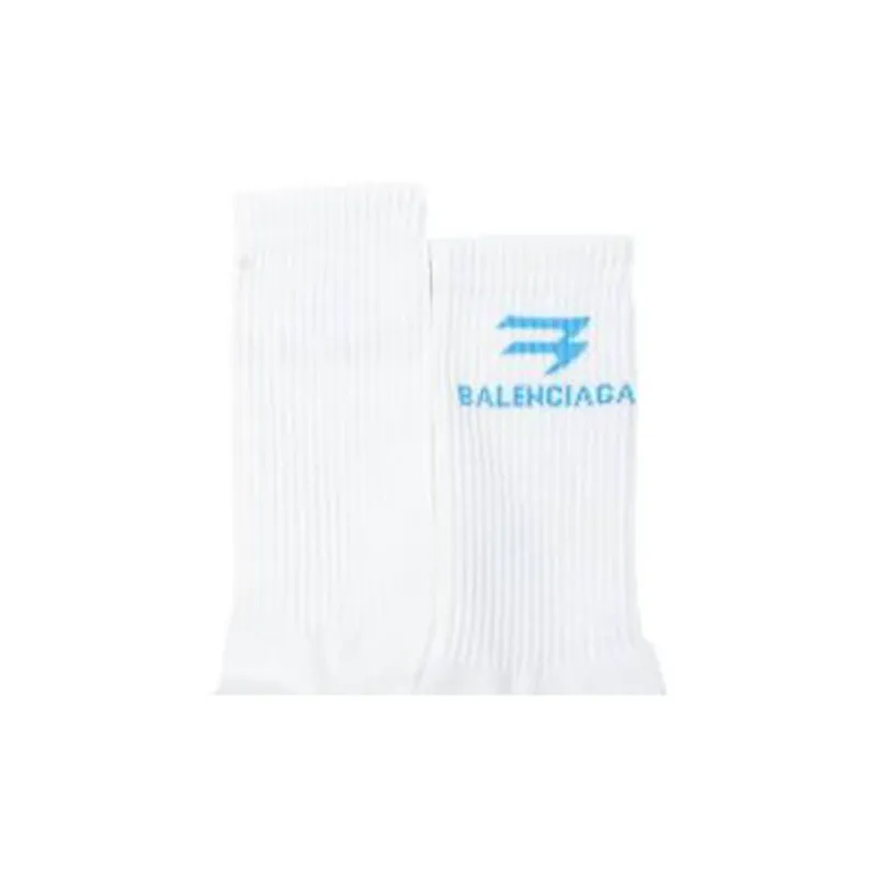 Balenciaga New Sporty Socks 'White/Light Blue'-2