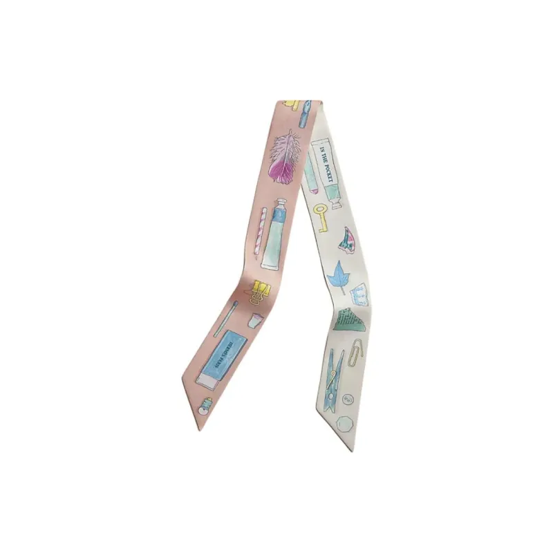 HERMES Silk Silk Scarves Women's Rose Pink/Blue/Green-0