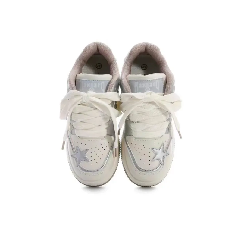 KAAVER OTTO Cushioned Wear Resistant Balanced Lightweight Low Top Stylish Skateboarding Shoes Women's Beige Silver-3