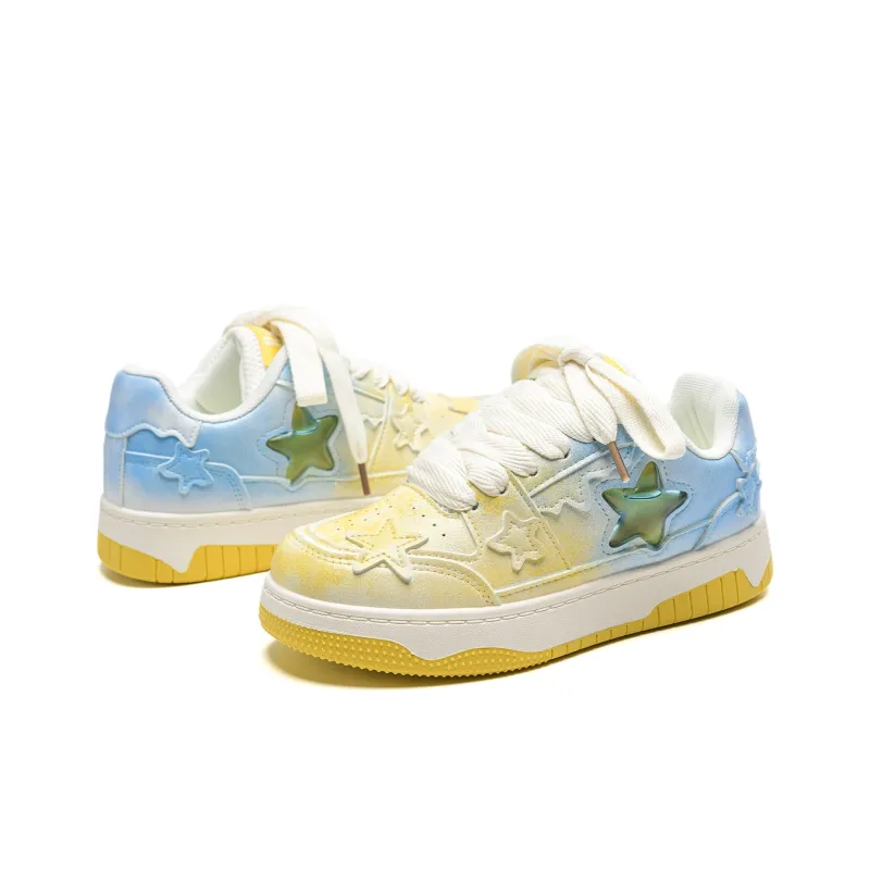 T628 Stars Puffy Shoes Slip Resistant, Abrasion Resistant, Lightweight Low Top Skateboard Shoes Unisex Box-16
