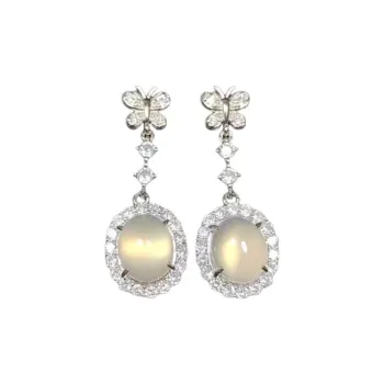JUNWEN Chalcedony Stud Earrings Women's
