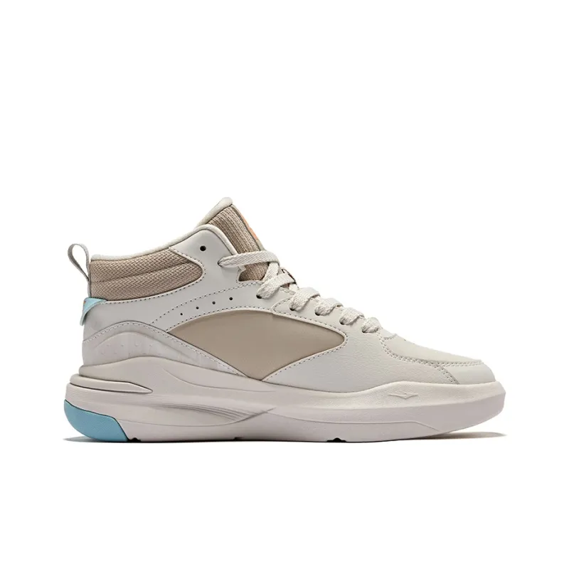 Erke Tang Palace Night Garden 3V2 Skateboard Shoes Women's Mid Top Beige Blue-1