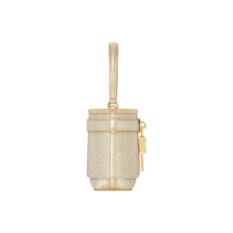 Givenchy Shark Lock Viscose Bucket Bag, Crossbody, One Shoulder Handbag Women's Gold-2