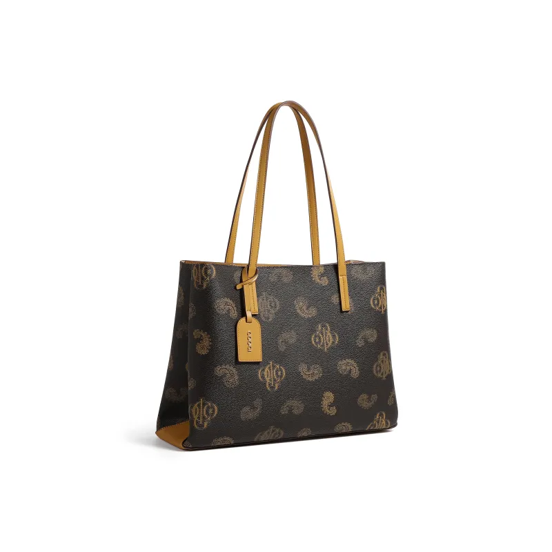 COOGI Synthetic Leather Handbag Shoulder Bag Tote Large Size Women's Coffee/Ecru/Khaki-1