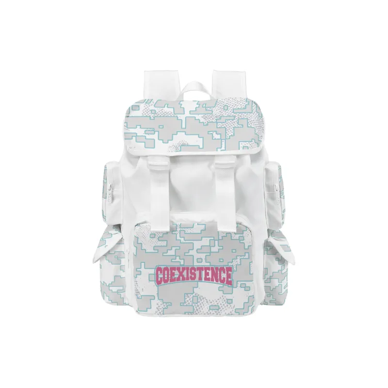 COEXISTENCE Polyester Commute Travel Versatile Backpacks Large Size Unisex White-16
