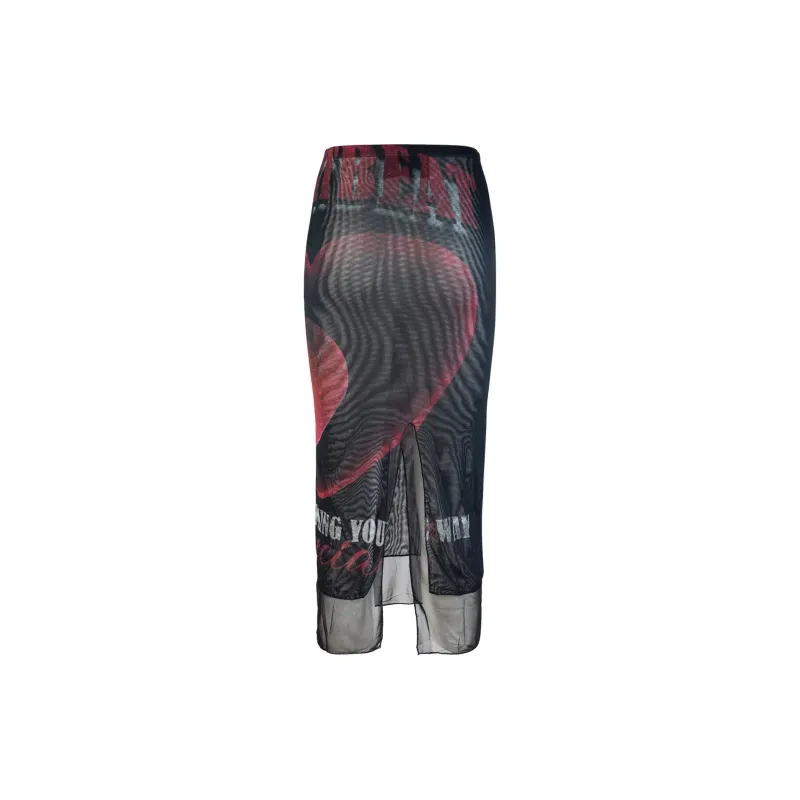 Vision Of Super Heart Printed Midi Skirt-1