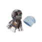 Vintage Scarf-Blue+Large Head Circumference Knitted Hat-Blue