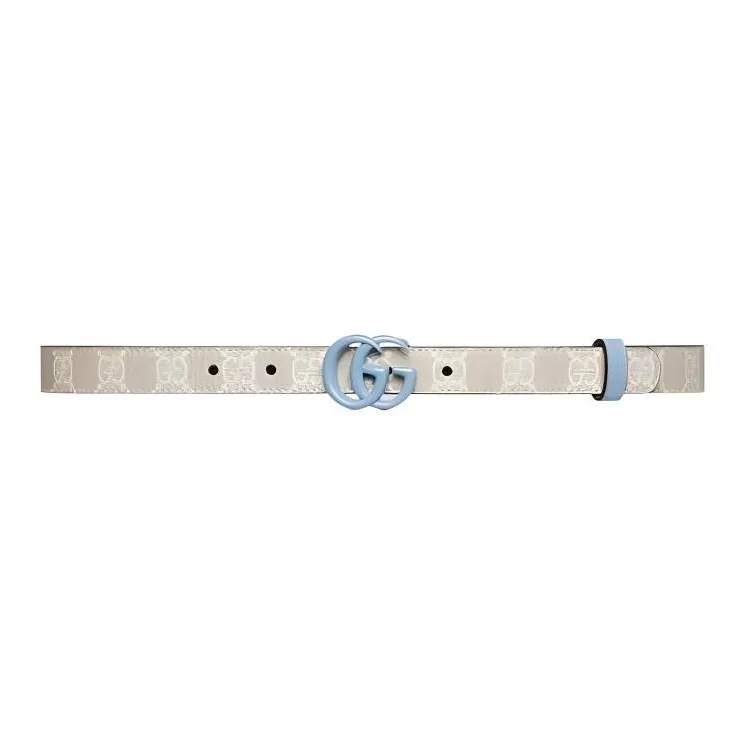 GUCCI Canvas Leather Belts Women's Gray Width 2cm-0