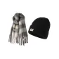 [Premium Feel, Luxury Thermal Two-Piece Set]Gray Scarf+Black Knitted Hat