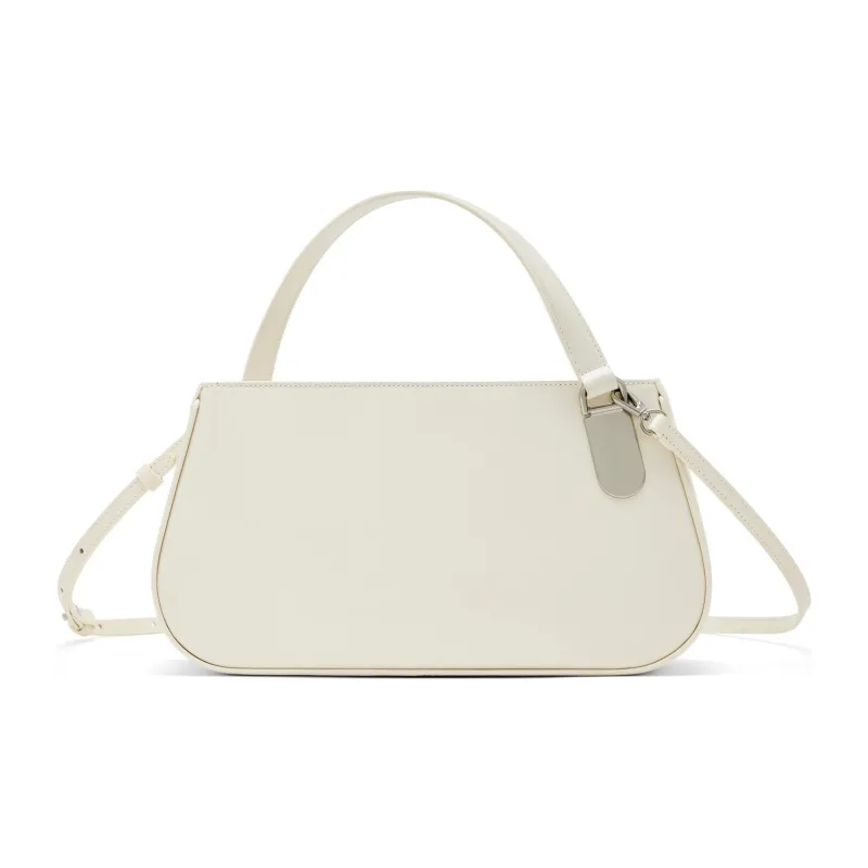 TAD FAB Smooth Cow Leather Handbag Medium Size Unisex Black/White-3