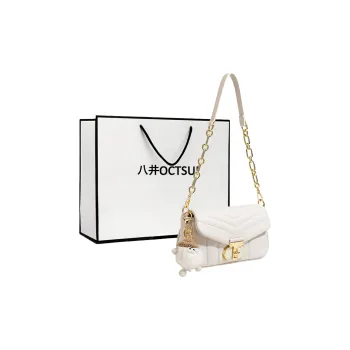 OCTSUI Cow Leather Shoulder Bag Medium Size Women's Milk White/Black/Friction Green/Shell Pink