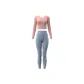 Barbie Pink Long-Sleeved+Gray Lake Blue Pants