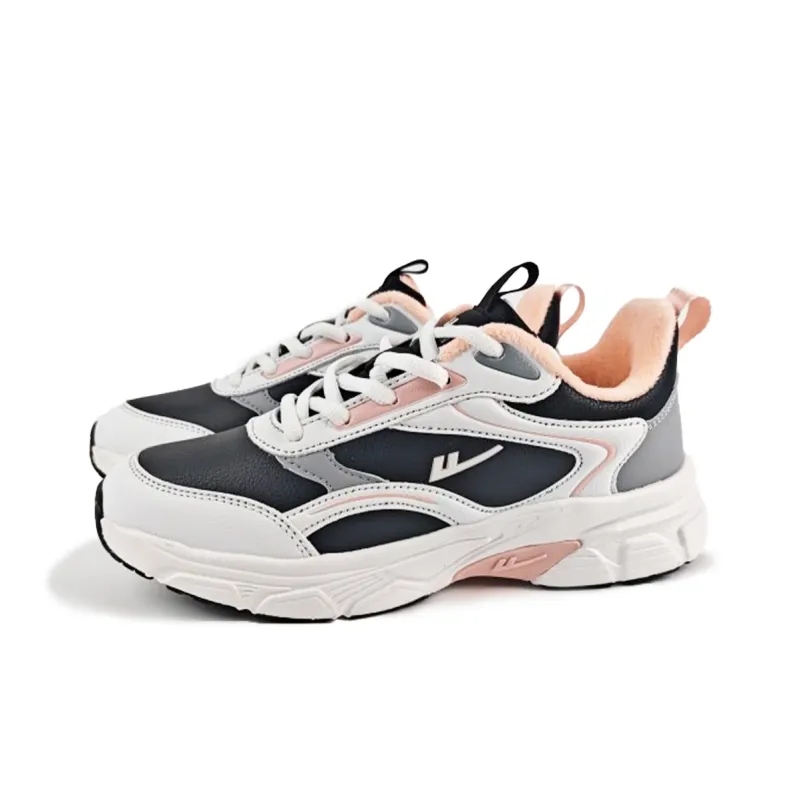 Warrior Anti Slip And Wear Resistant Warm Low Top Chunky Sneakers Women's White Black Pink-1