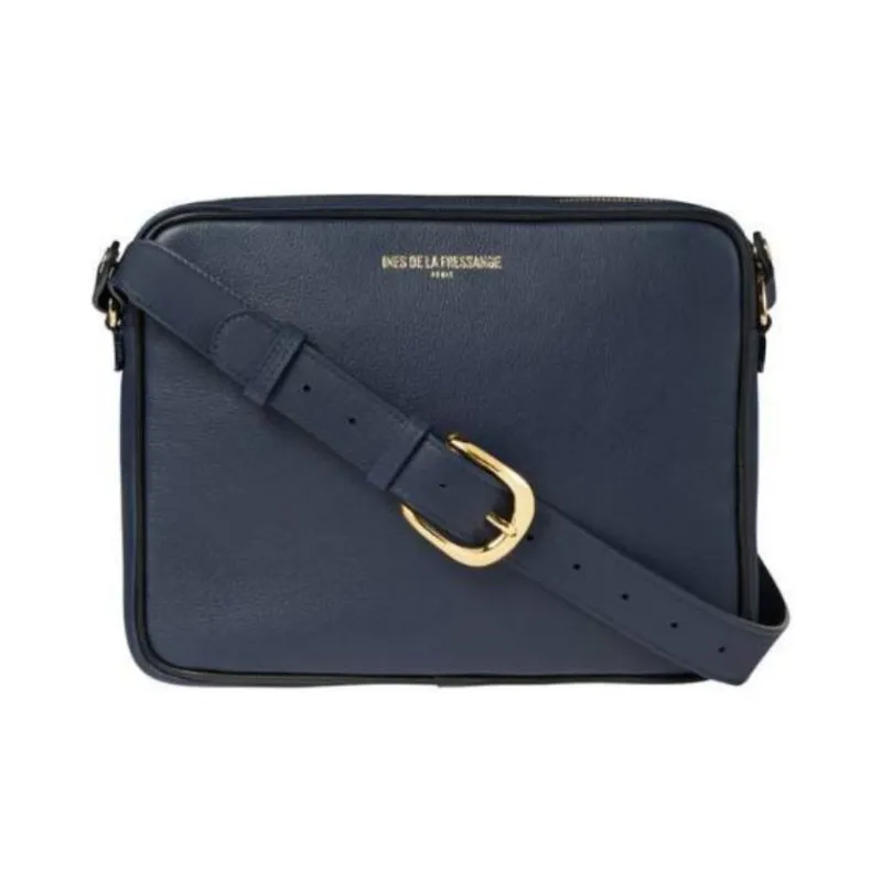 INES DE LA FRESSANGE Calfskin Shoulder Bag Women's Dark Blue-0