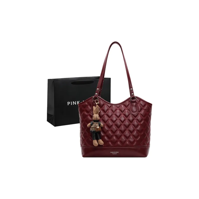 PINK·LAND PU Shoulder Bag Tote Shoulder Bag Women's Brown/Coffee/Black/Burgundy-21