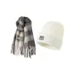 [Premium Feel, Luxury Thermal Two-Piece Set]Gray Scarf+White Knitted Hat