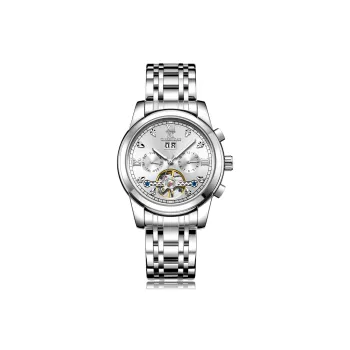 WSK Mechanical Movement Steel Strap Women's Watch White Dial