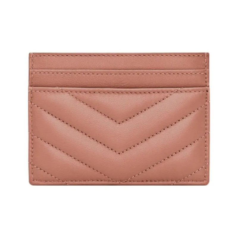 SAINT LAURENT CASSANDRE Calfskin Card Holder Women's Light Pink-1