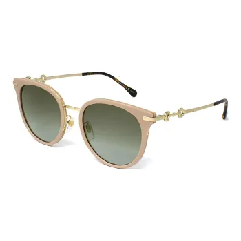 GUCCI Plastic Nickel Alloy Irregular Shape Sunglasses Women's Brown
