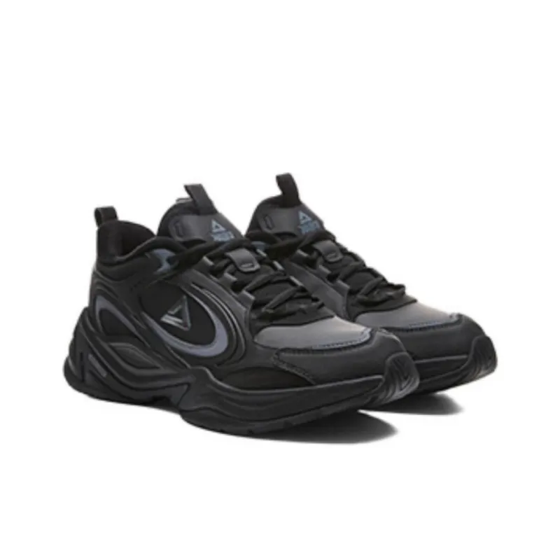 PEAK State Pole Source Back Anti Slip Wear Resistant Low Top Running Shoes Men's Black-3