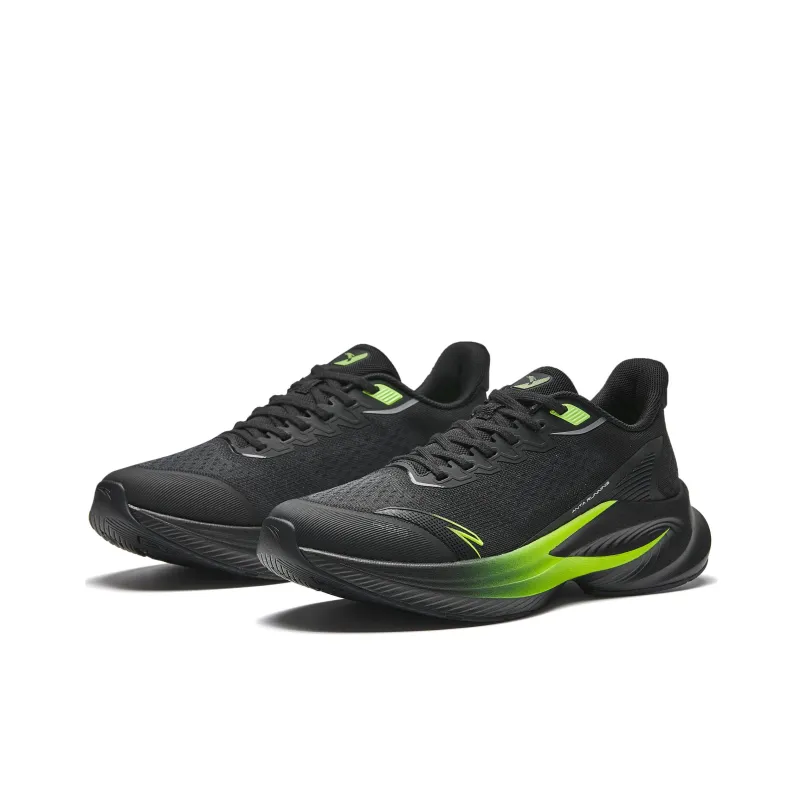 Anta Cushioned Anti-Slip And Wear-Resistant Lightweight Low-Top Casual Running Shoes Men's Black Green-2