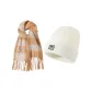 [Premium Feel, Luxury Thermal Two-Piece Set]Khaki Scarf+White Knitted Hat