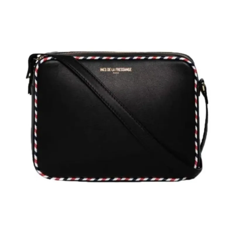 INES DE LA FRESSANGE Calfskin Crossbody Bag, Shoulder Bag Women's Black-0