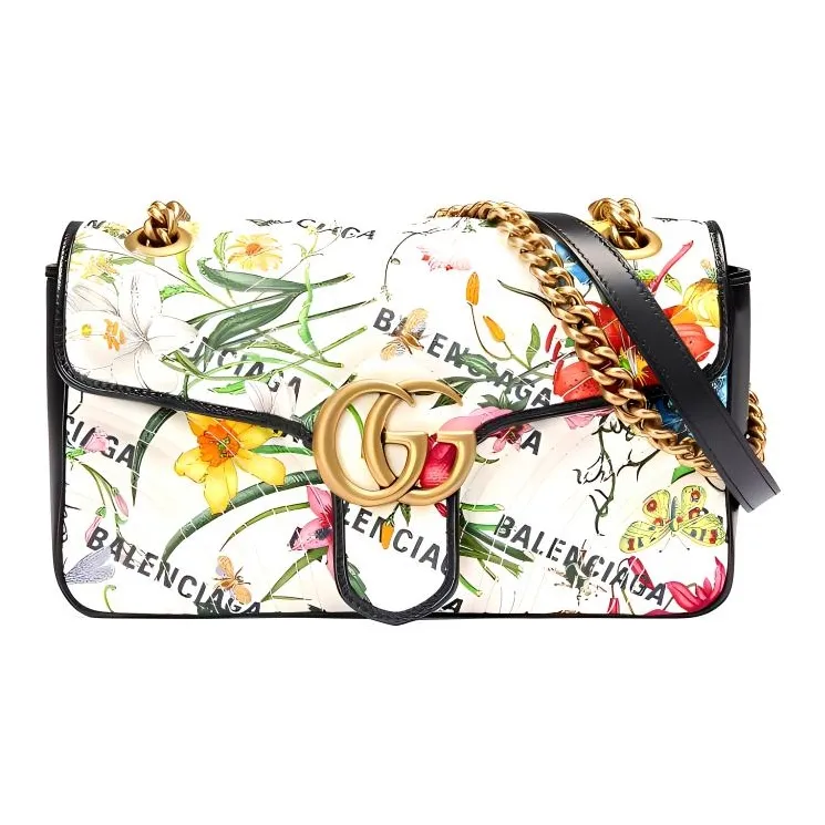 GUCCI GG Marmont Canvas With Leather Shoulder Bag Crossbody Bag Small Size Women's Multicolor-0