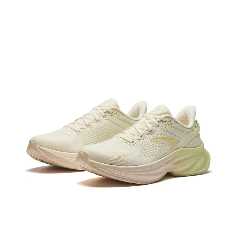 Anta Stinger 6 Cushioned Wear-Resistant Lightweight Height Increasing Low-Top Running Shoes Women's White Pink Green-2
